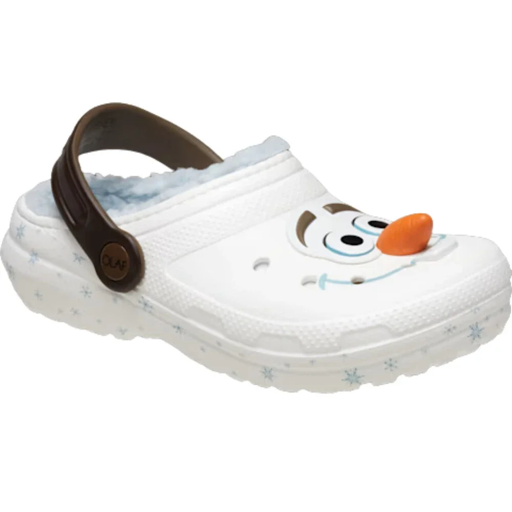 Crocs Frozen Olaf Classics 210236-90H Clogs Toddler White Lined Shoes NIN269